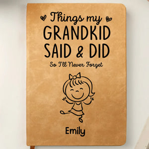 Custom Leather Writing Journal - Personalized Birthday Gifts For Grandma, Grandpa - Grandkids Are Pure Joy