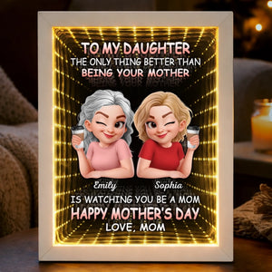 Custom Infinity Mirror Light Box - Personalized Mother's Day Birthday Gifts For Mom, Daughter - From My Little Girl To A Mom