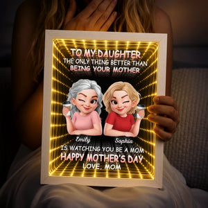 Custom Infinity Mirror Light Box - Personalized Mother's Day Birthday Gifts For Mom, Daughter - From My Little Girl To A Mom