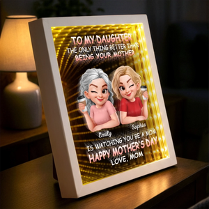 Custom Infinity Mirror Light Box - Personalized Mother's Day Birthday Gifts For Mom, Daughter - From My Little Girl To A Mom