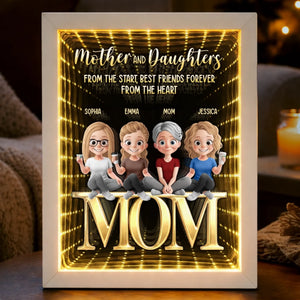 Custom Infinity Mirror Light Box - Personalized Mother's Day Birthday Gifts For Mom - Daughters Today, Besties Always