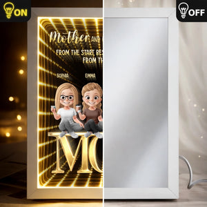 Custom Infinity Mirror Light Box - Personalized Mother's Day Birthday Gifts For Mom - Daughters Today, Besties Always