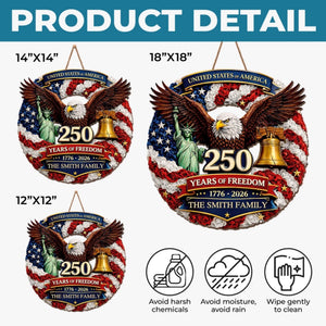Custom Wood Sign - Personalized America 250th Anniversary Gifts For Mom, Dad, Brother, Sister, Kids - Proud Hearts Rise Together