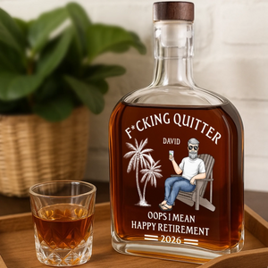 Custom Liquor Decanter - Personalized Retirement Gifts For Women, Men - Officially Done
