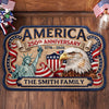 Custom Shaped Doormat - Personalized America 250th Anniversary Gifts For Mom, Dad, Brother, Sister, Kids - United In Pride And Honor