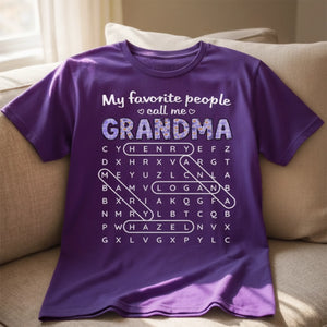 Custom Word Search Puzzle T-shirt, Premium T-shirt, Hoodie - Personalized Mother's Day Birthday Gifts For Mom, Grandma - Puzzle Queen, Grandkid Edition