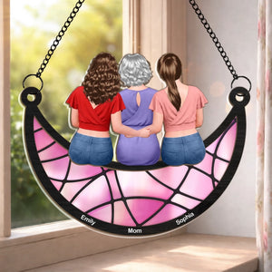 Custom Window Hanging Suncatcher Ornament - Personalized Mother's Day Birthday Gifts For Mom, Daughter, Son - Mom And Us, Forever Linked