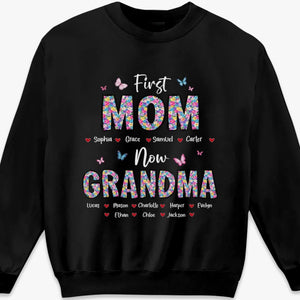 Custom Unisex T-shirt, Premium T-shirt, Hoodie - Personalized Mother's Day Birthday Gifts For Mom, Grandma - First Mom Now Grandma Floral