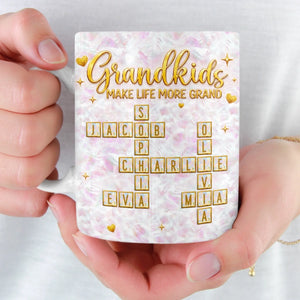 Custom Scrabble 3D Inflated Effect Printed Mug - Personalized Mother's Day Birthday Gifts For Mom, Grandma - Forever Loved By Grandma