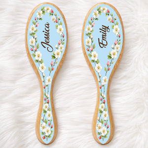 Custom Birth Month Flower Hair Brush - Personalized Thank You Graduation Birthday Gifts For Her, Friends, Sisters, Daughters, Mother, Bridesmaid - Besties Make Life Brighter