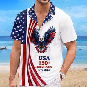 Custom Unisex Tropical Hawaiian Aloha Shirt - Personalized America 250th Anniversary Gifts For Women, Men - Made For Freedom And Sunshine
