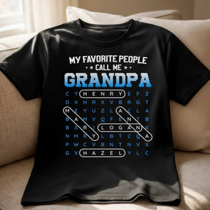 Custom Word Search Puzzle Unisex T-shirt, Premium T-shirt, Hoodie - Personalized Father's Day Birthday Gifts For Dad, Grandpa - Grandpa Wisdom Leads On