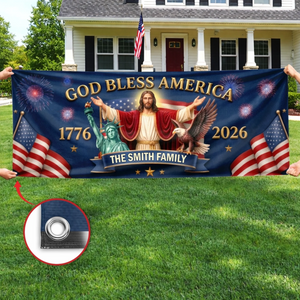 Custom Polyester Outdoor Banner - Personalized America 250th Anniversary Gifts For Mom, Dad, Brother, Sister, Kids - Legacy Lives On Strong