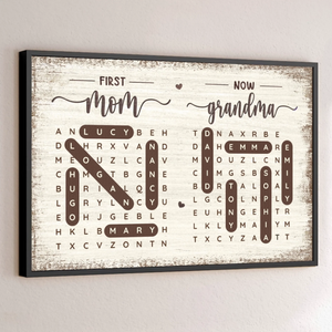 Custom Word Search Puzzle Horizontal Poster, Canvas - Personalized Mother's Day Birthday Gifts For Mom, Grandma - Her Next Best Title Is Grandma