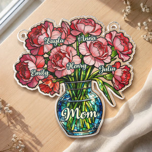 Custom Window Hanging Suncatcher Ornament - Personalized Mother's Day Birthday Gifts For Mom, Grandma - Her Flowers Forever Bloom