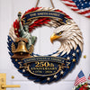 Custom Wood Sign - Personalized America 250th Anniversary Gifts For Mom, Dad, Brother, Sister, Kids - Eagle Patriotic