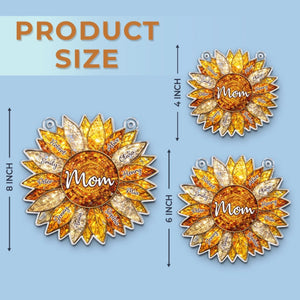 Custom Sunflower Window Hanging Suncatcher Ornament - Personalized Mother's Day Birthday Gifts For Mom, Grandma - The Sunshine Of Our Family