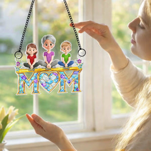 Custom Window Hanging Suncatcher Ornament - Personalized Mother's Day Birthday Gifts For Mom, Grandma - Mom, Our Sweetest Heart