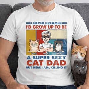 Custom Unisex T-shirt, Premium T-shirt, Hoodie - Personalized Father's Day Birthday Gifts For Cat Lovers, Cat Dad - Pets Make Every Day Happier