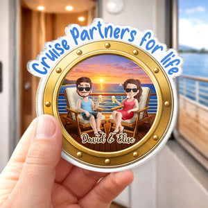 Custom Cruise Ship Door Magnet - Personalized Summer Vacation And Travel Gifts For Husband And Wife, Him And Her - Sailing Into The Ocean Together