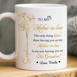 Custom Mug - Personalized Mother's Day Gifts For Mother-In-Law - First Family By Love, Now Grandma By Heart