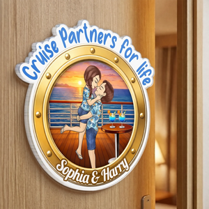 Custom Cruise Ship Door Magnet - Personalized Summer Vacation And Travel Gifts For Husband And Wife, Him And Her - Sunsets And Love All Summer