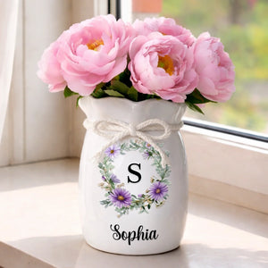 Custom Flower Vase With Ribbon - Personalized Best Friend Birthday Gifts For Women, Besties, Sisters, BFF - A Floral Touch Of You