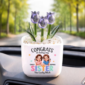 Custom Glass Everlasting Tulips - Personalized Best Friend Birthday Gifts For Women, Besties, Sisters, BFF - Congrats, You Got Me