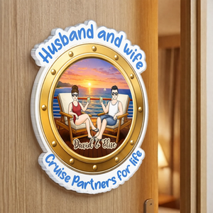 Custom Cruise Ship Door Magnet - Personalized Summer Vacation And Travel Gifts For Husband And Wife, Him And Her - Cruise Partners For Life