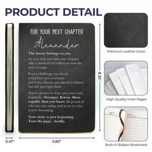 Custom Leather Writing Journal - Personalized Graduation Gifts For Him, Her - Believe In Yourself Every Day
