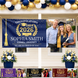 Custom Photo Polyester Outdoor Banner - Personalized Graduation Gifts For Him, Her - Next Stop, Greatness
