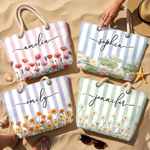 Custom Beach Bag - Personalized Summer Vacation And Travel Gifts For Best Friends, Family - Good Vibes Happen On The Tide