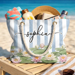 Custom Beach Bag - Personalized Summer Vacation And Travel Gifts For Best Friends, Family - Good Vibes Happen On The Tide