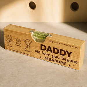 Custom Wooden Bottle Opener With Built-in Spirit Level - Personalized Father's Day Birthday Gifts For Dad, Grandpa - Level Up Your Spirits