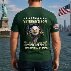 Custom Back Printed Shirt - Personalized 4th Of July Gifts For Son - Raised By A Hero