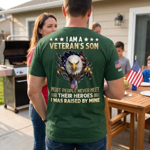 Custom Back Printed Shirt - Personalized 4th Of July Gifts For Son - Raised By A Hero