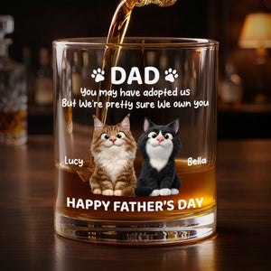 Custom Whiskey Glass - Personalized Father's Day Birthday Gifts For Dog Cat Lovers, Dog Dad And Mom, Cat Owners - Cheers To Fur Family