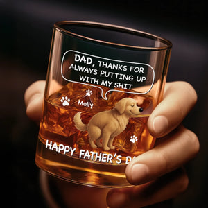 Custom Whiskey Glass - Personalized Father's Day Gifts For Dog Cat Lovers, Dog Dad And Mom, Cat Owners - Fatherhood On The Rocks