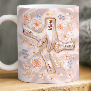 Custom 3D Inflated Effect Printed Mug - Personalized Birthday Gifts For Mom, Grandma - Floral Family Keepsake