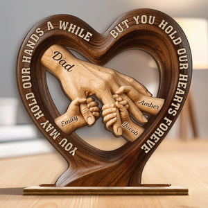Custom 2-Layered Wooden Plaque - Personalized Father's Day Birthday Gifts For Dad, Grandpa - Dad’s Strength Inspires Us Daily