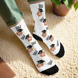 Custom Photo Middle Tube Socks - Personalized Graduation Gifts For Him, Her - Walking On Graduation Dreams