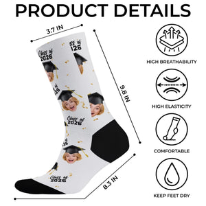 Custom Photo Middle Tube Socks - Personalized Graduation Gifts For Him, Her - Walking On Graduation Dreams