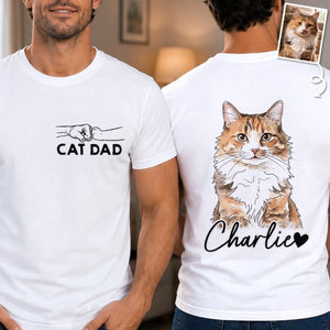Custom Photo Unisex T-shirt - Personalized Father's Day Birthday Gifts For Dog Cat Lovers, Dog Dad And Mom, Cat Owners - Paws Made Me Happy