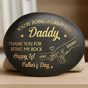 Custom Printed Rock - Personalized Father's Day, Baby Shower, Gender Reveal Gifts For New Moms, New Dads, New Parents - First Comes Love Baby