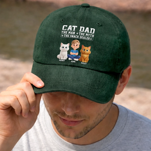 Custom Vintage Washed Denim Baseball Cap - Personalized Father's Day Gifts For Cat Lovers, Cat Mom And Dad - Life’s Greatest Gift Has Paws