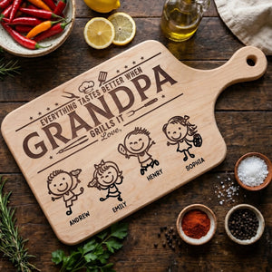 Custom Wooden Cutting Board - Personalized Father's Day Birthday Gifts For Dad, Grandpa - King Of The Kitchen