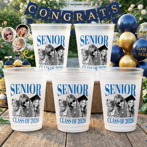 Custom Photo Graduation Cups - Personalized Graduation Gifts For Him, Her - Too Glam To Graduate Quietly