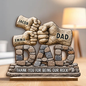 Custom 2-Layered Wooden Plaque - Personalized Father's Day Birthday Gifts For Dad, Grandpa - Strong Roots Loving Heart
