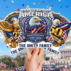 Custom Hand Fan - Personalized America 250th Anniversary Gifts For Mom, Dad, Brother, Sister, Kids - One Nation Endless Dreams