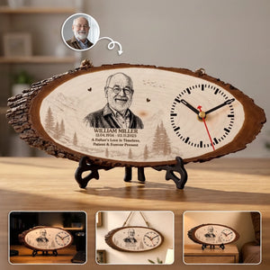 Custom Photo Rustic Wooden Clock - Personalized - Memorial Sympathy Gifts For Loss Of Mom, Dad - Forever Remembered, Forever Loved